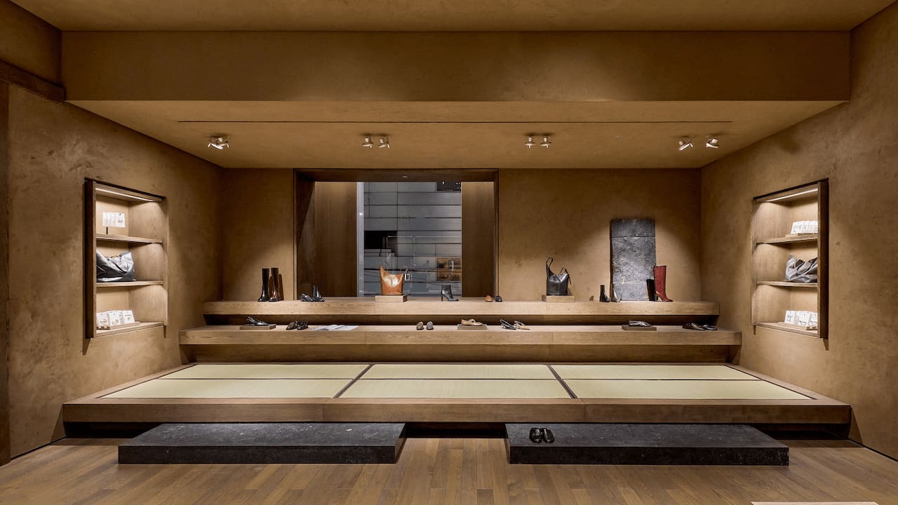 パース 店舗・施設 土間をイメージしたフットウェアとアクセサリーのエリア