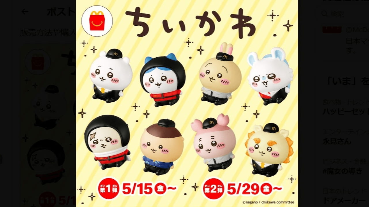 写真 ハッピーセット「ちいかわ」の玩具付録