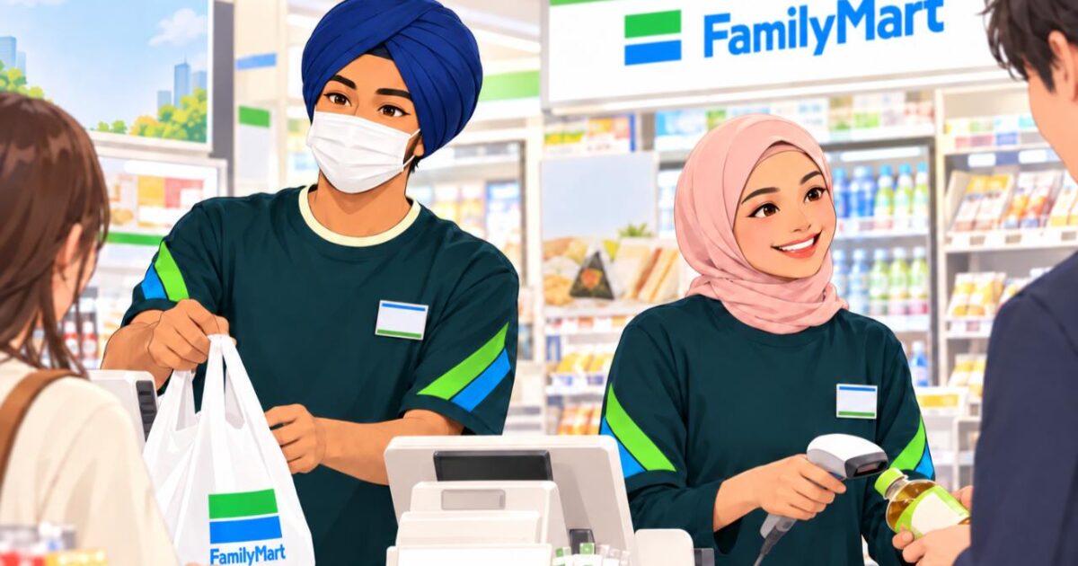 패밀리마트의 새로운 복장 규정: 히잡 허용과 자유로운 헤어스타일 미리보기